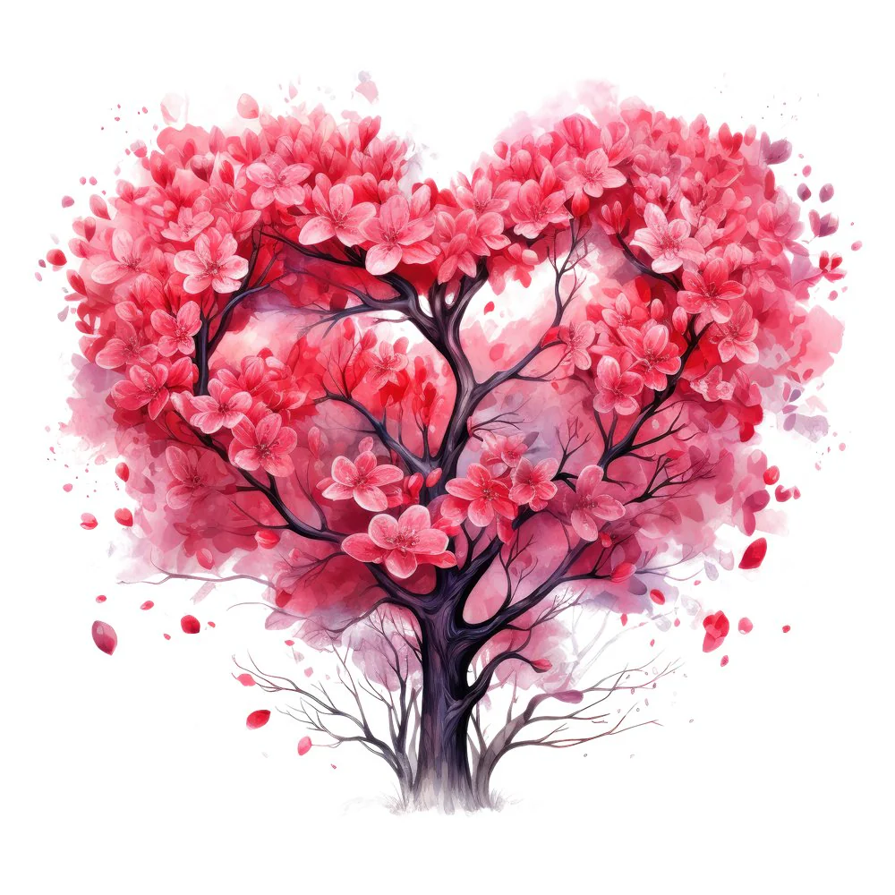 Pink Valentine Heart Tree #8 Fabric Panel