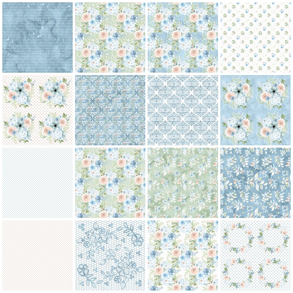 Powder Blue Fabric Collection - 1/2 Yard Bundle