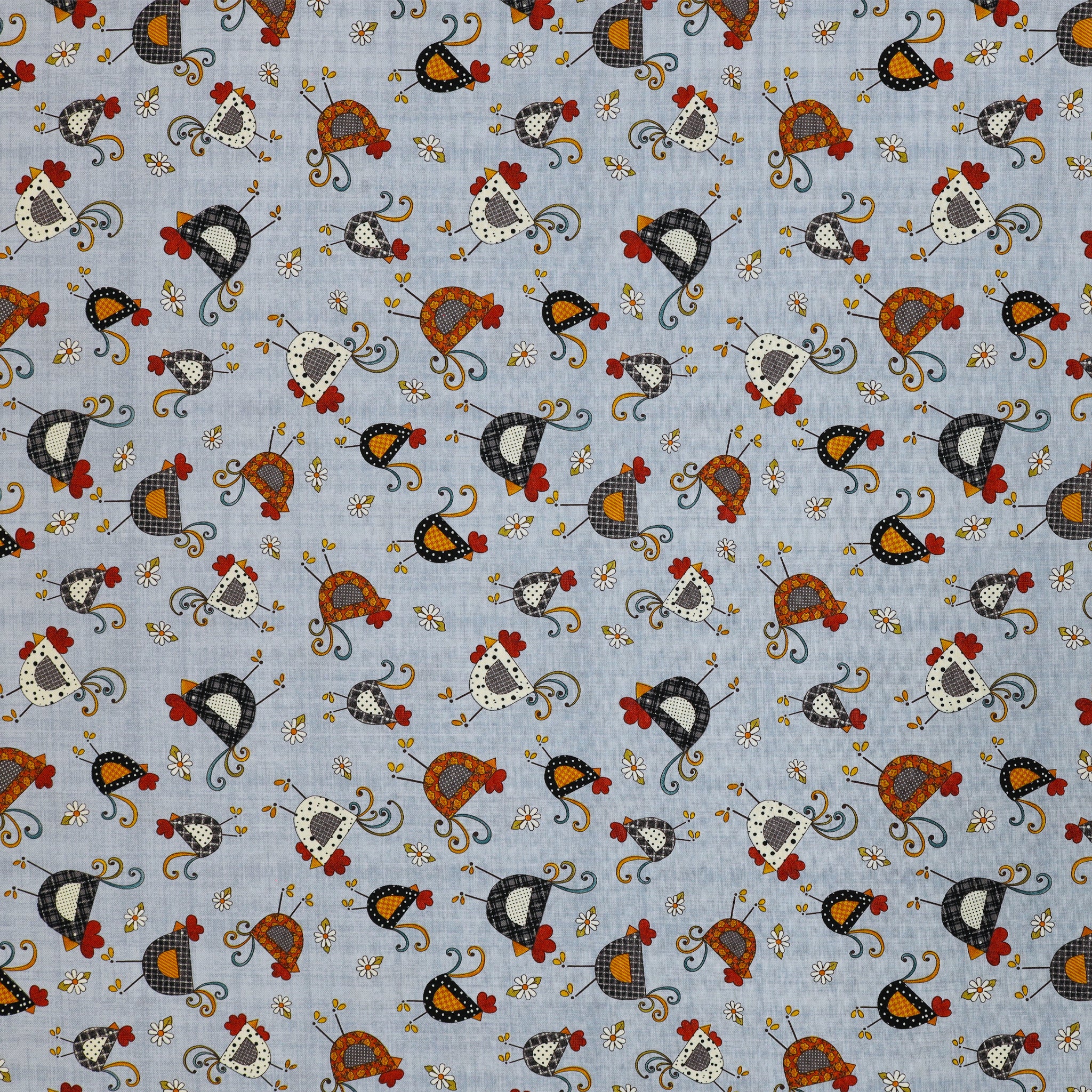 Prairie Chicks Fabric Collection - Chicken Dance Blue