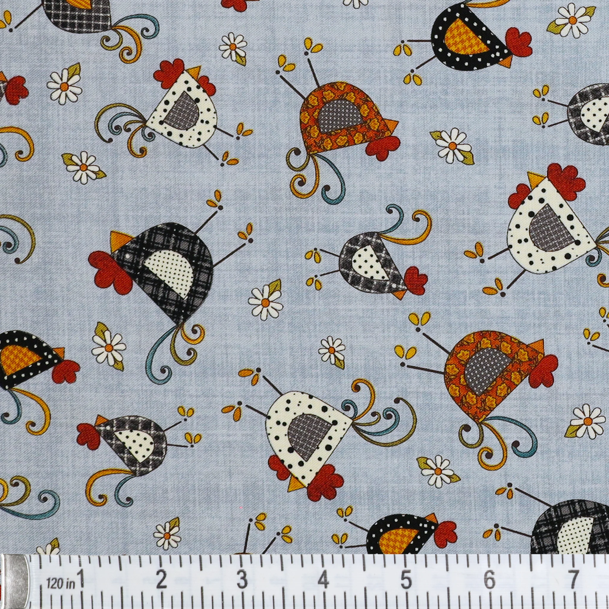 Prairie Chicks Fabric Collection - Chicken Dance Blue - Image 3