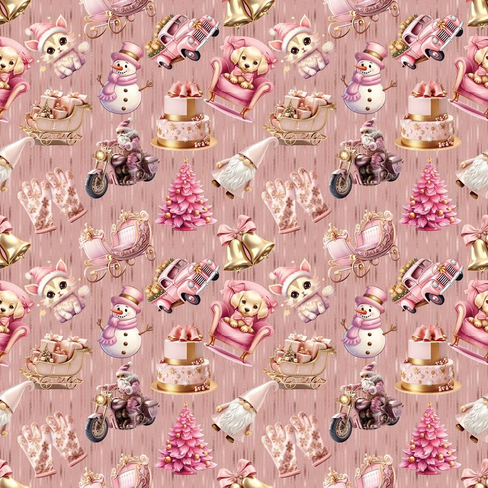 Pretty In Pink Christmas Fabric