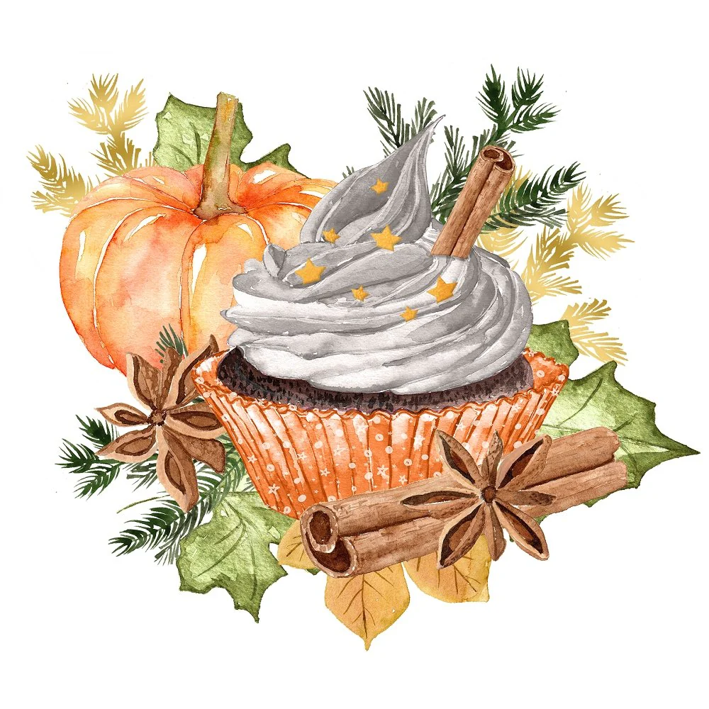 Pumpkin Spice Latte Scene #3 Fabric Panel