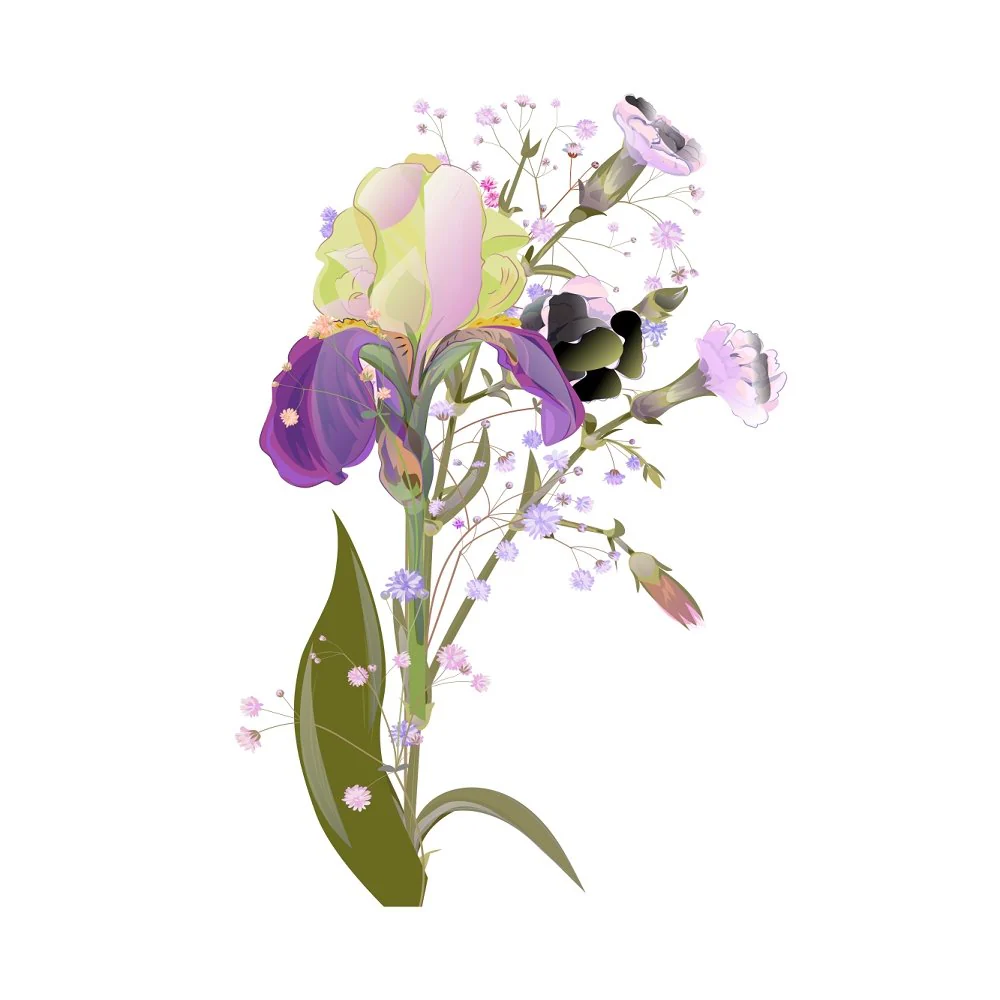 Purple and Yellow Iris Fabric Panel