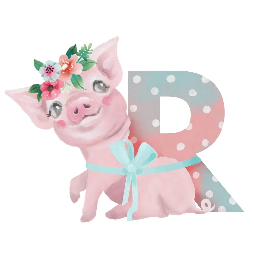 Radiant Pig "R" Fabric Panel
