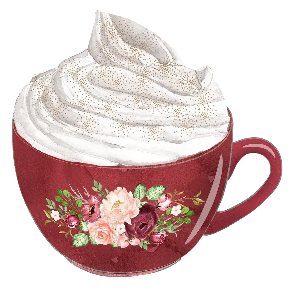 Rain Romance Coffee Cup #1 Fabric Panel