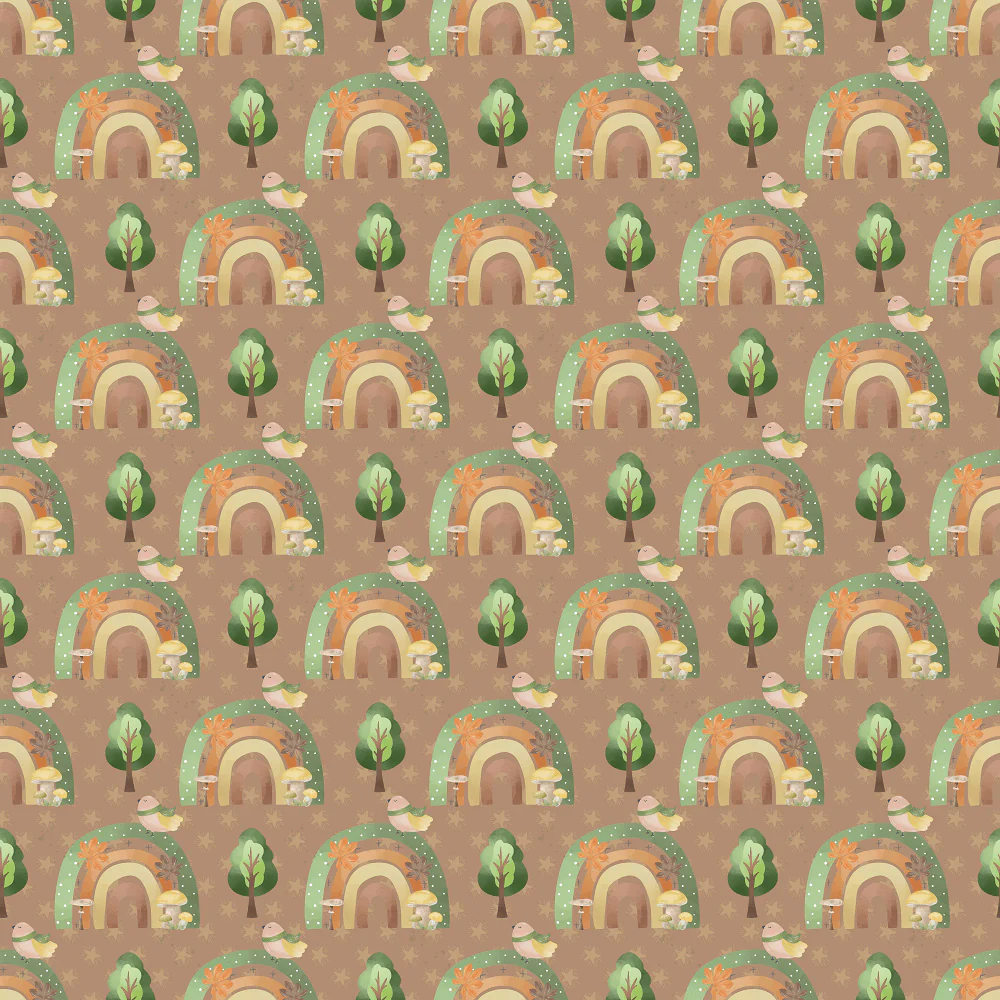 Rainbows In The Forest Fabric - Brown
