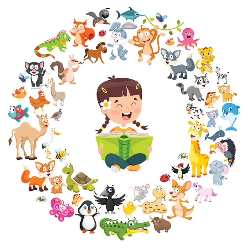 Reading To Animals Fabric Panel - Multi