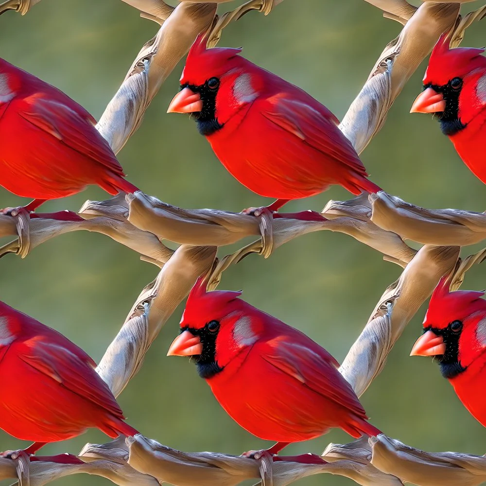 Red Cardinal on a Branch Fabric