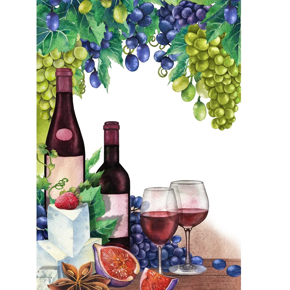Red Wine In The Vineyard Fabric Panel