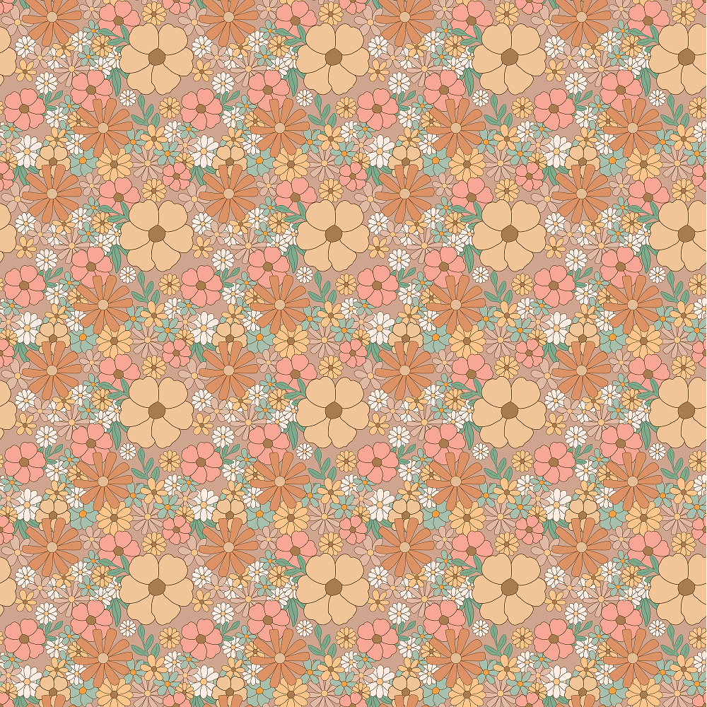 Retro Bohemian Floral Pattern #2 Fabric