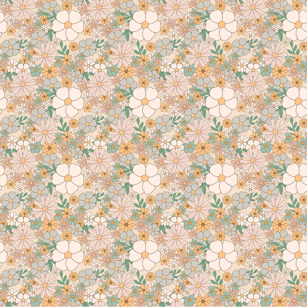 Retro Bohemian Floral Pattern #4 Fabric