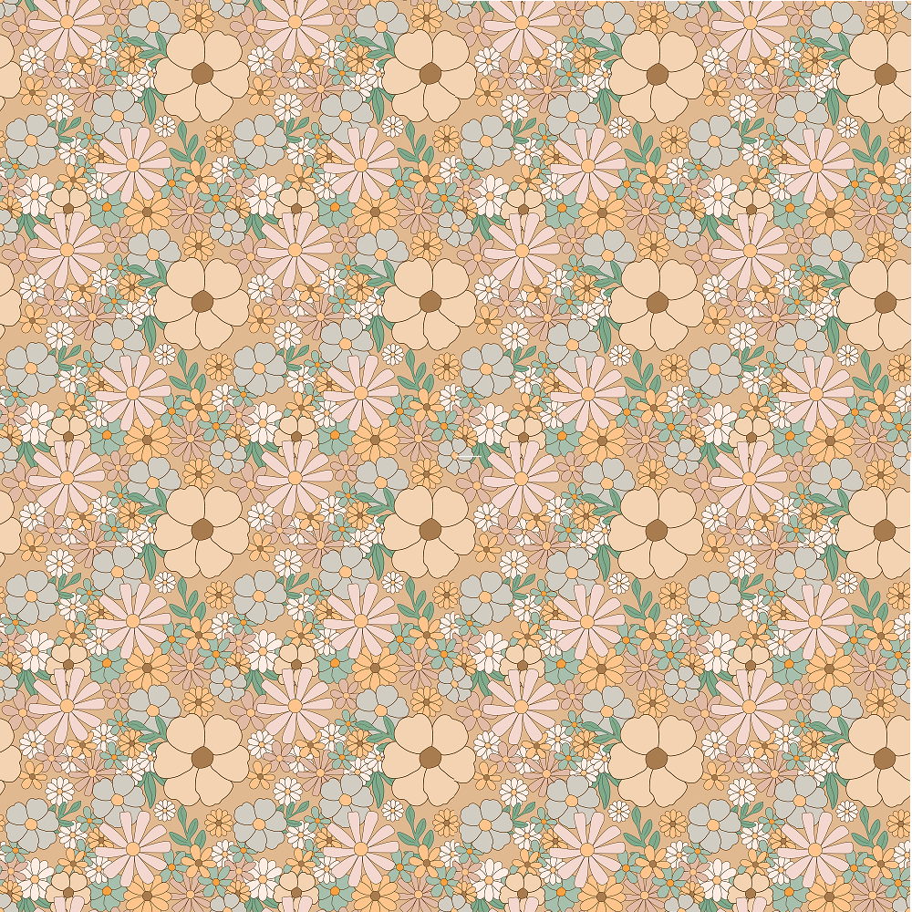 Retro Bohemian Floral Pattern #5 Fabric