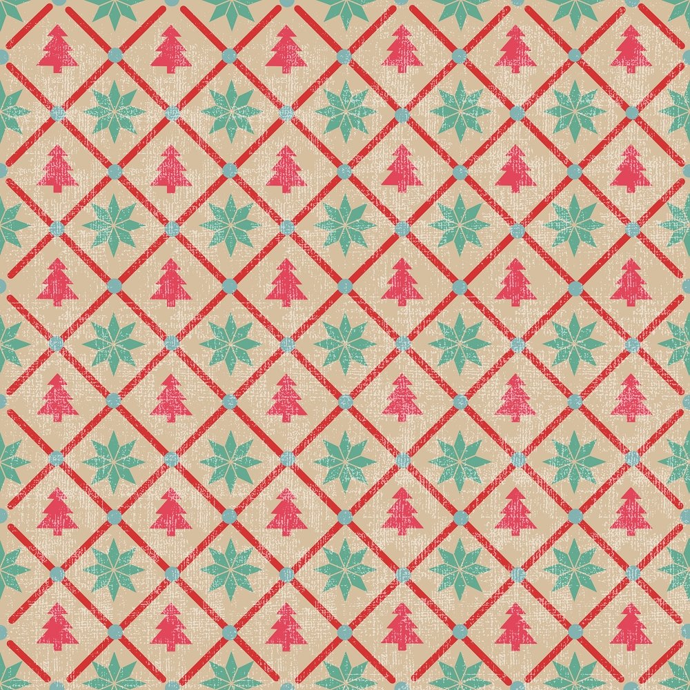 Retro Christmas Tress Fabric
