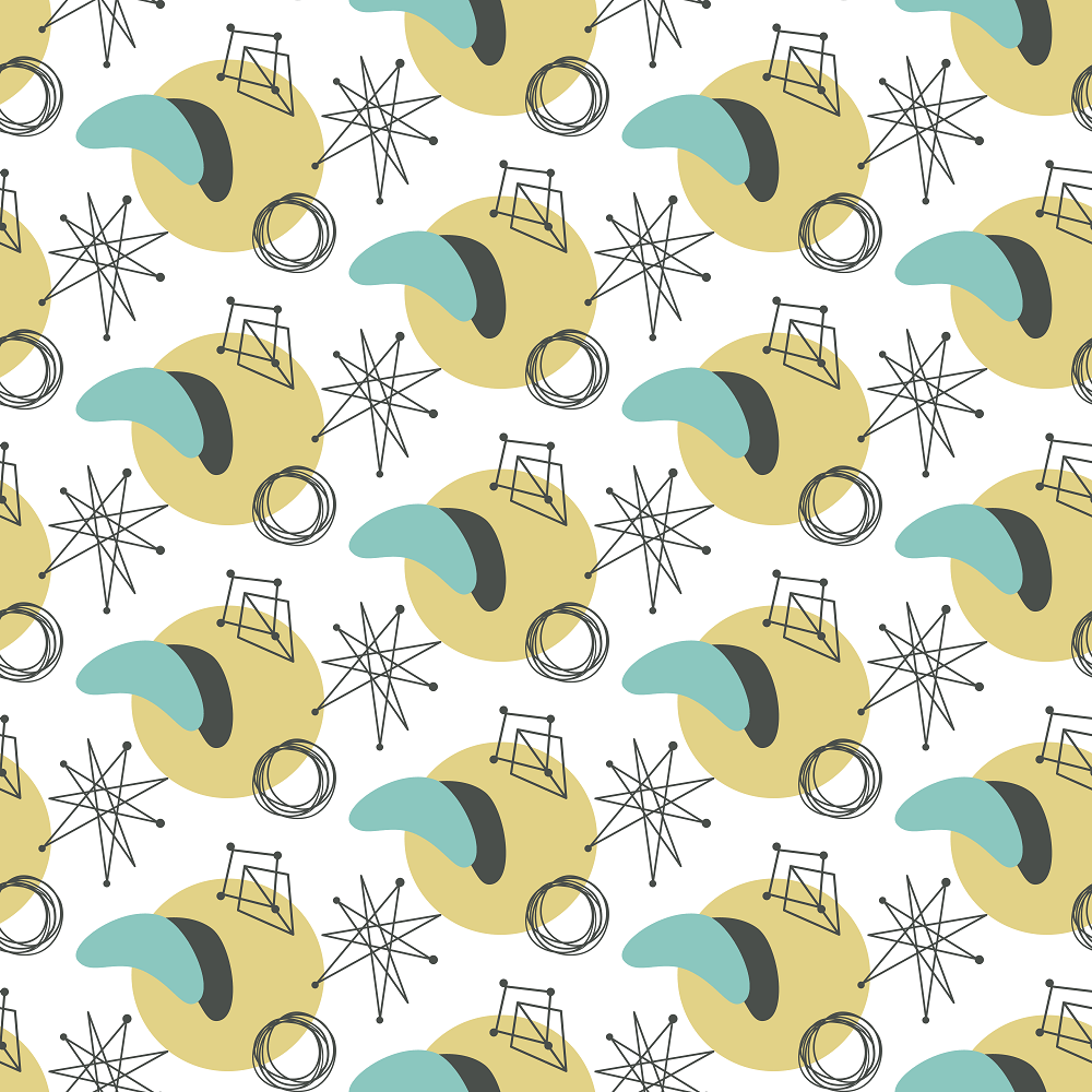 Retro Circles And Shapes Fabric