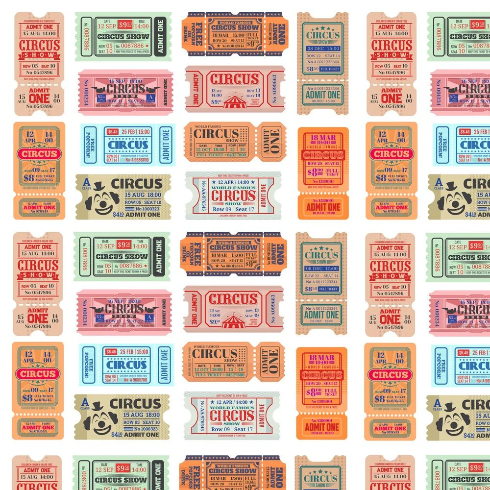 Retro Circus Tickets Fabric