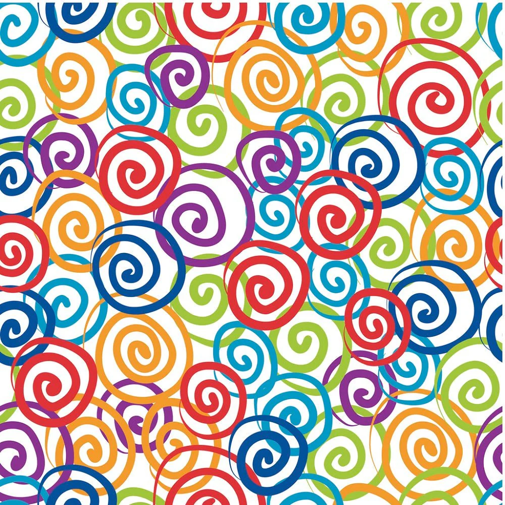 Retro Colorful Curls Fabric