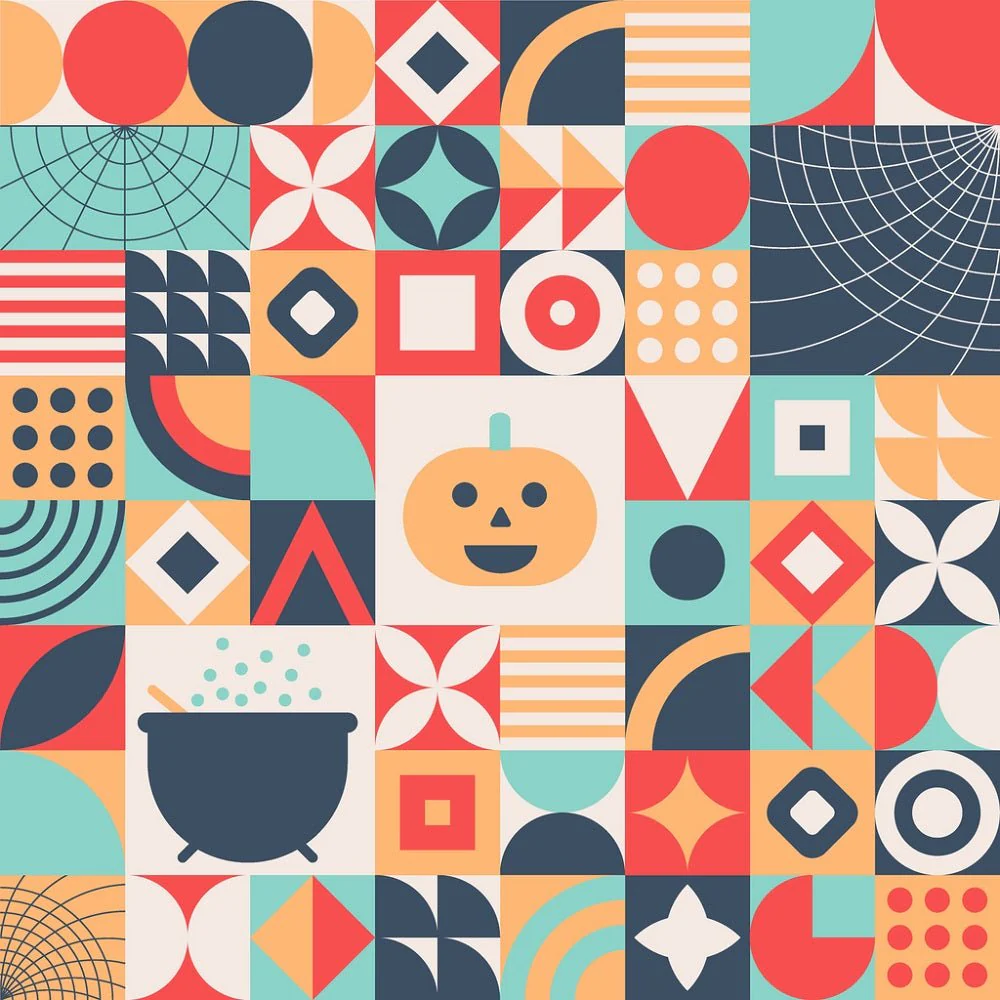 Retro Halloween Geometric Fabric