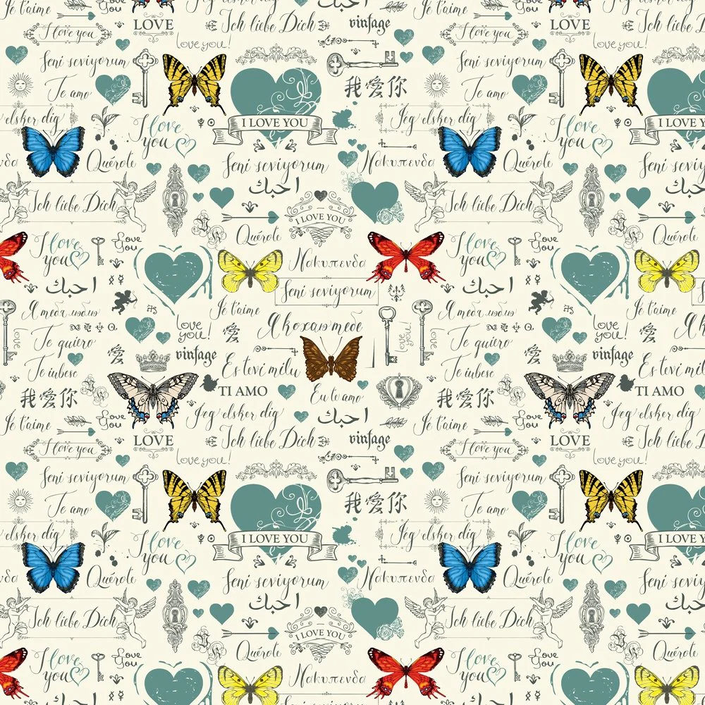 Retro Love Letters Fabric Variation 2