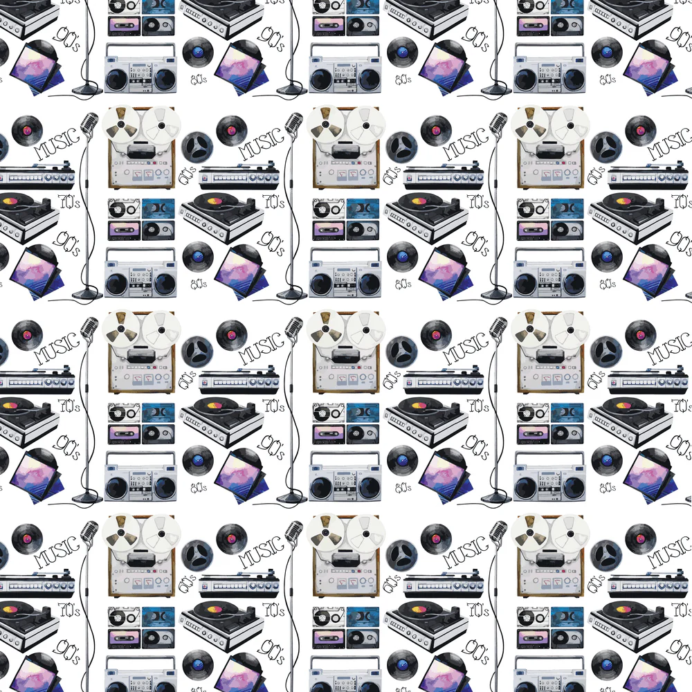 Retro Music Devices Fabric