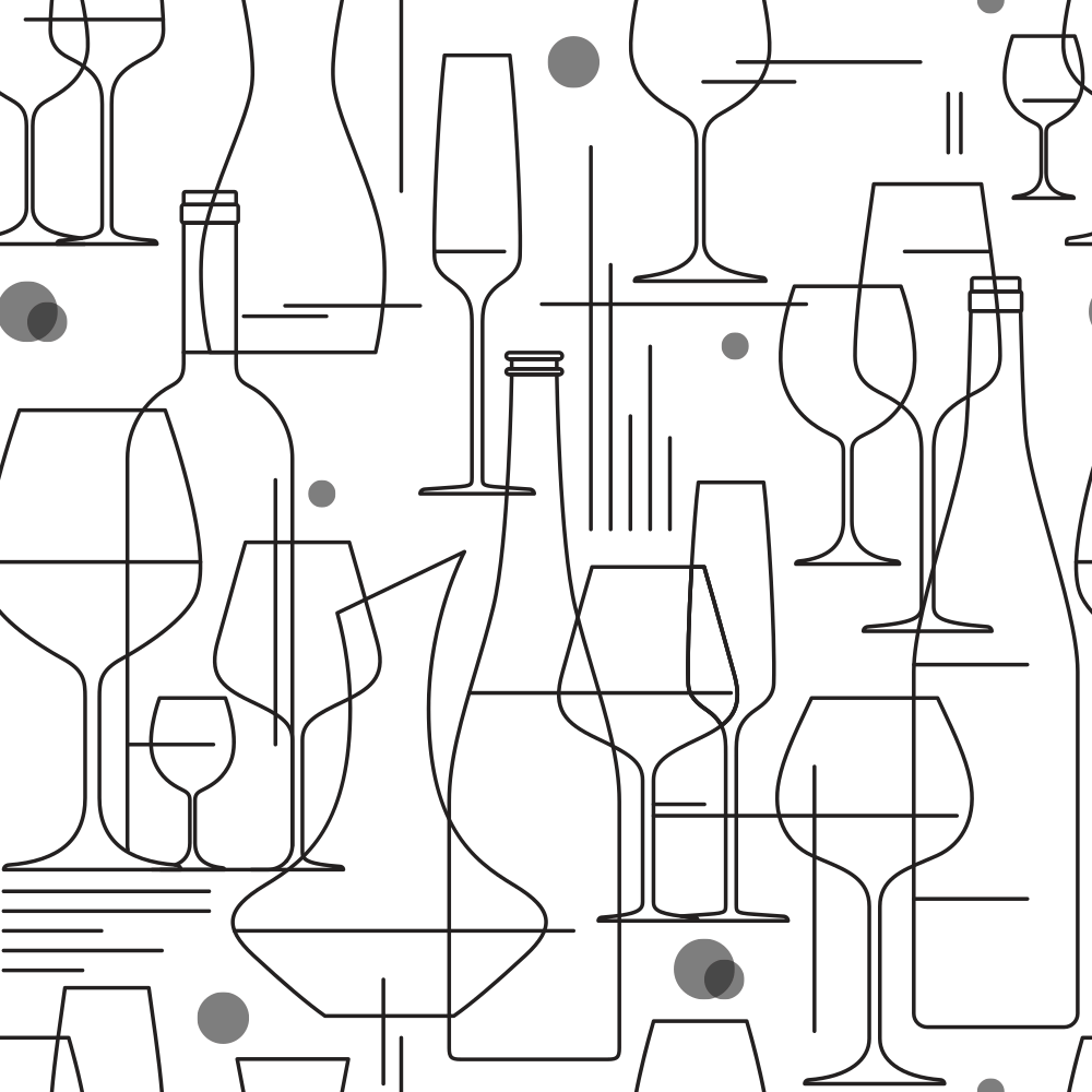 Retro Wine Tasting Fabric - Black