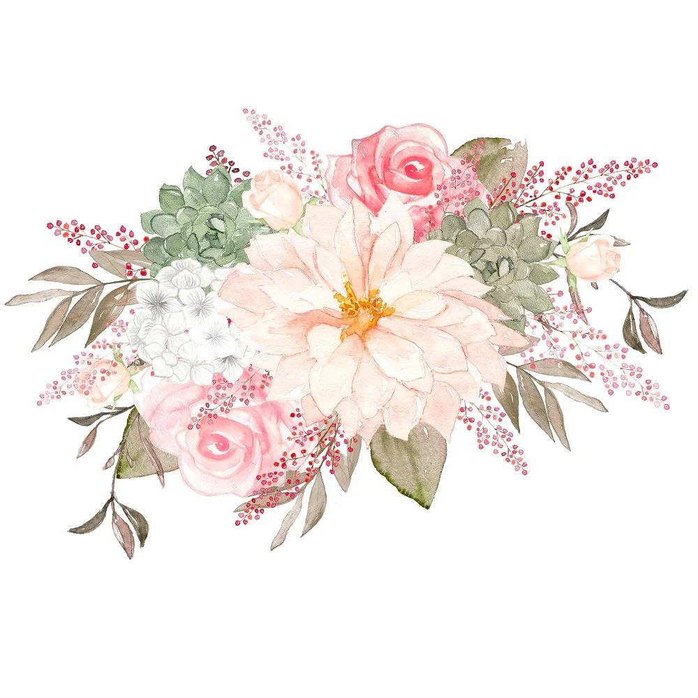 Romantic Bouquets Arrangement #2 Fabric Panel