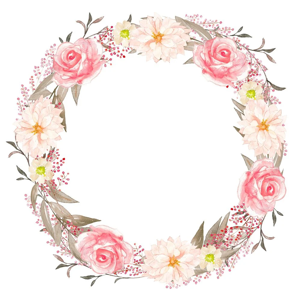 Romantic Bouquets Wreath #2 Fabric Panel
