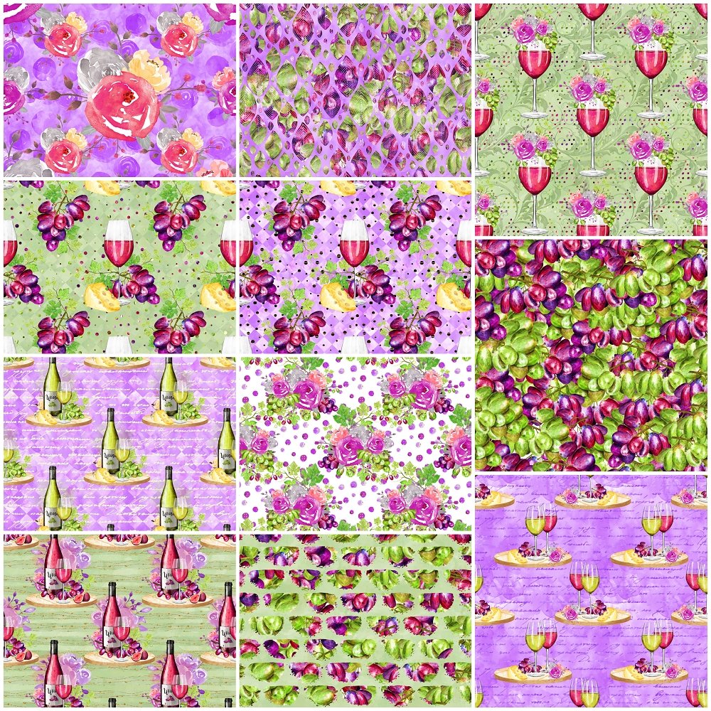 Rose and Wine Fat Quarter Bundle - 11 Pieces