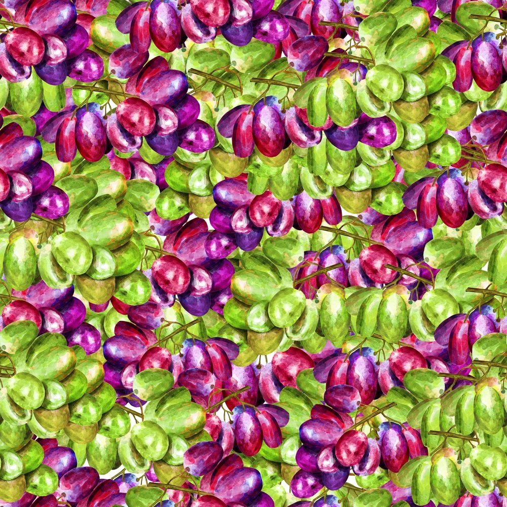 Rose and Wine Packed Grapes Fabric