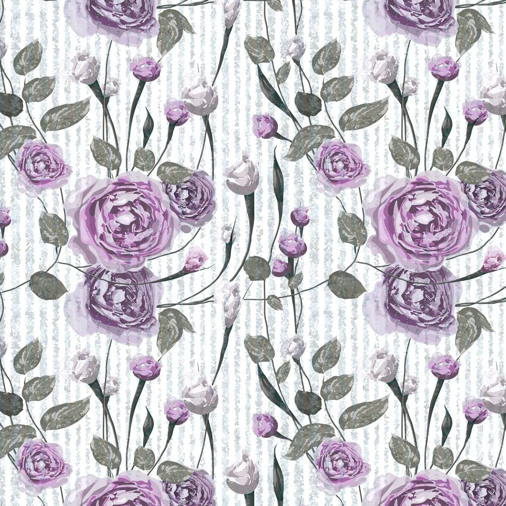 Rose Flower Fabric - Purple