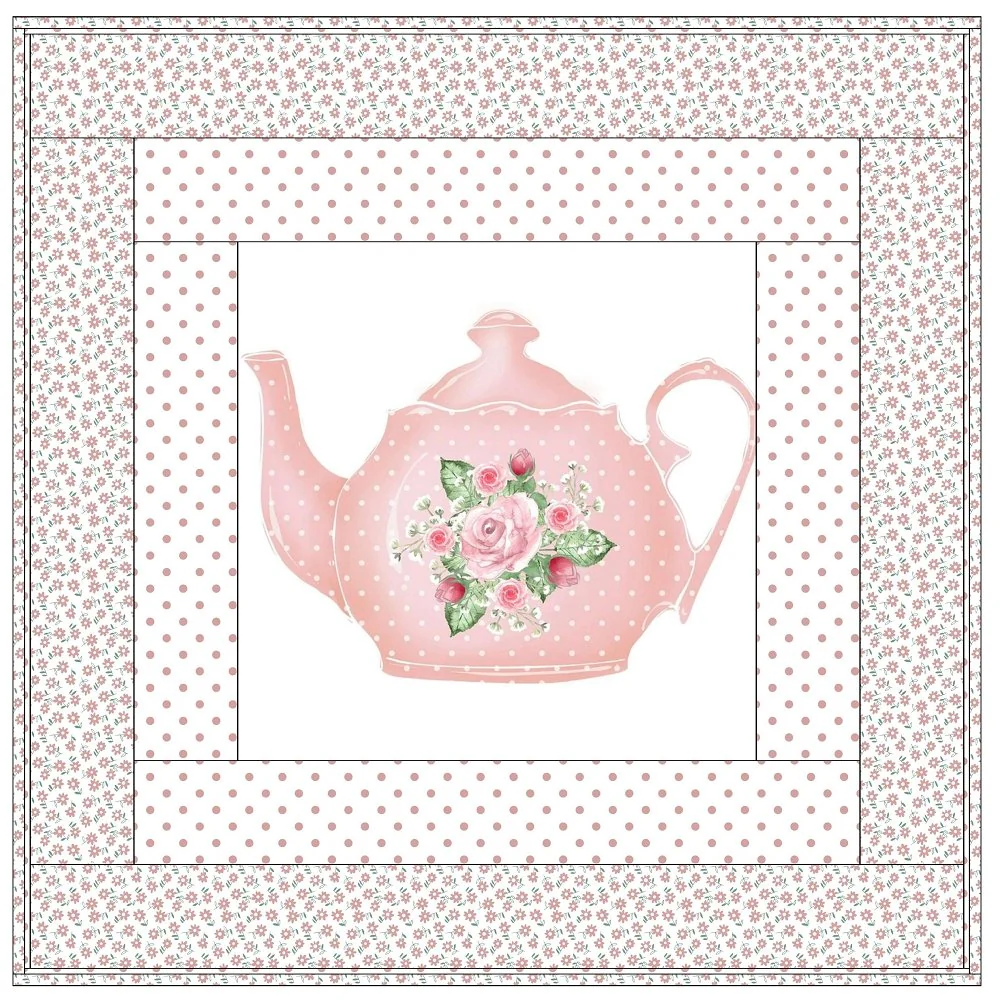 Rosey Tea Time Wall Hanging 42" x 42" - Image 2