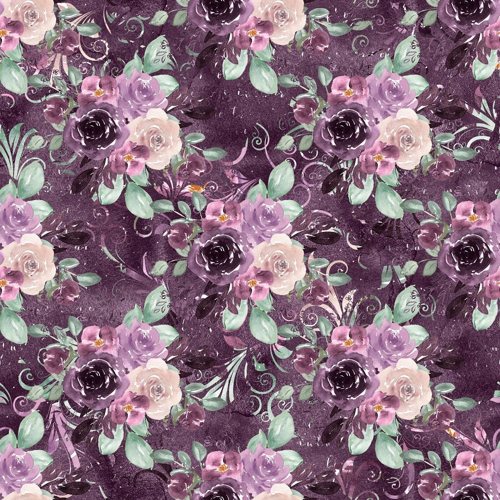 Sangria Dreams Flowers Fabric - Purple