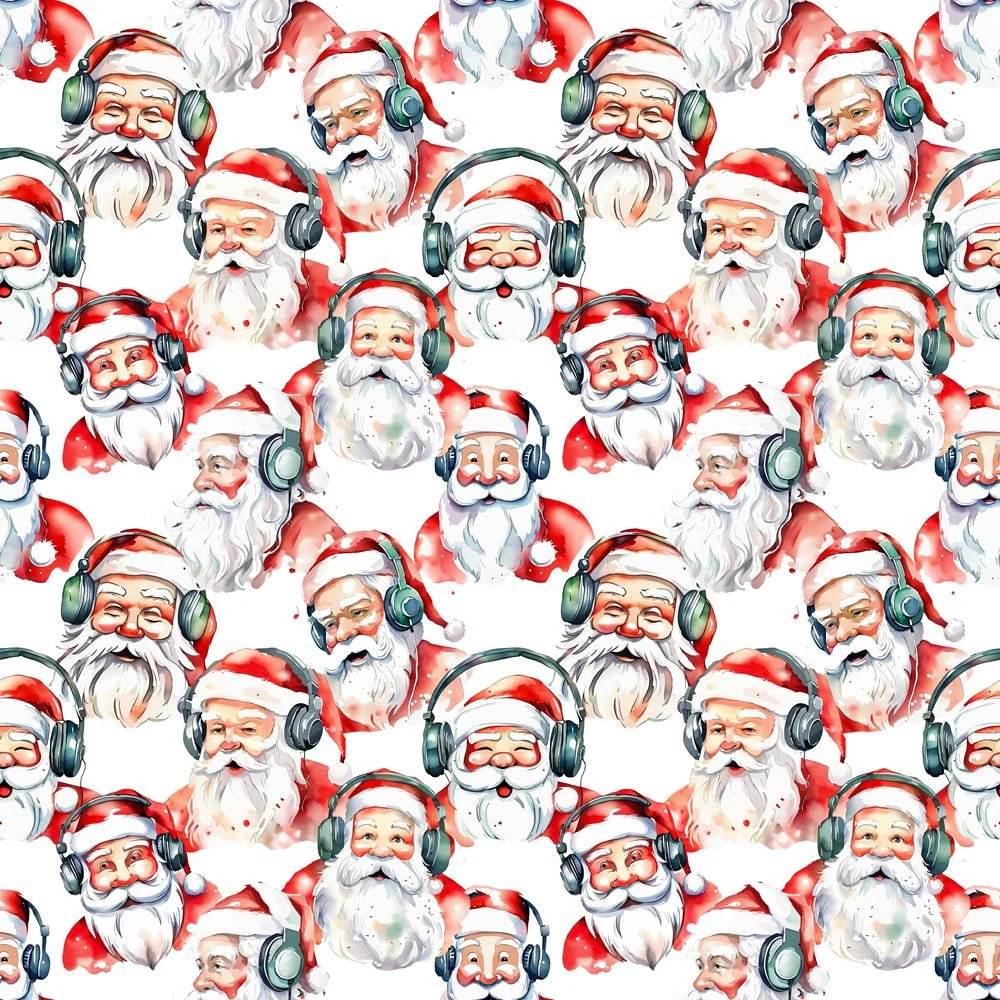 Santa Wearing Headphones Fabric
