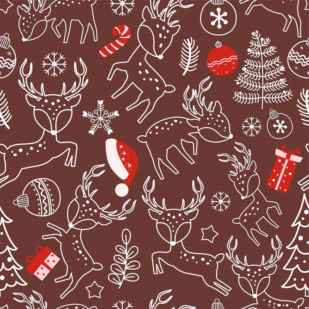 Santa's Cartoon Reindeer Pattern #4 Fabric