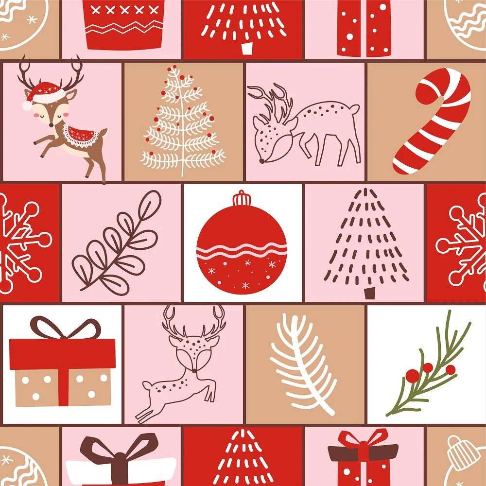 Santa's Cartoon Reindeer Pattern #5 Fabric