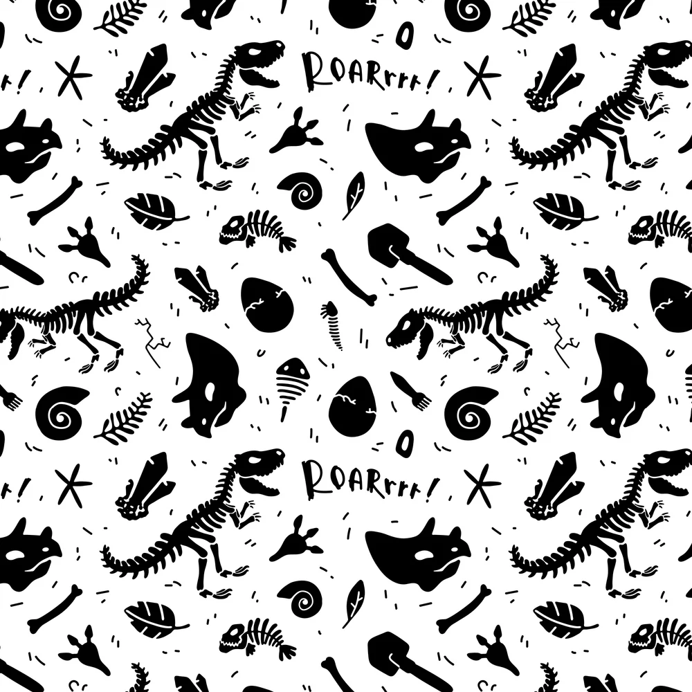 Scattered Dinosaur Fossils Fabric