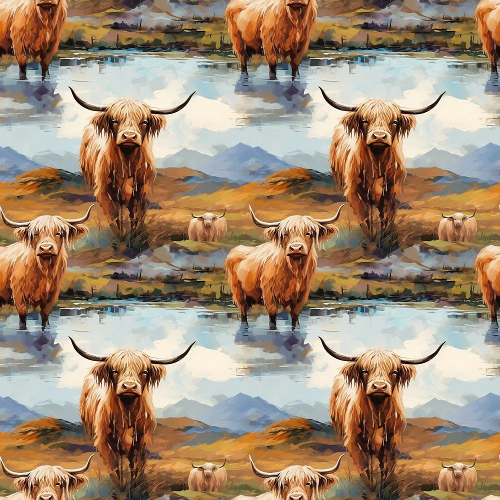 Scottish Highland Cows #10 Fabric