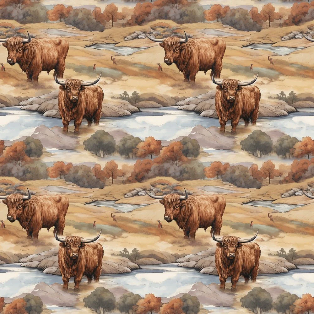 Scottish Highland Cows #11 Fabric