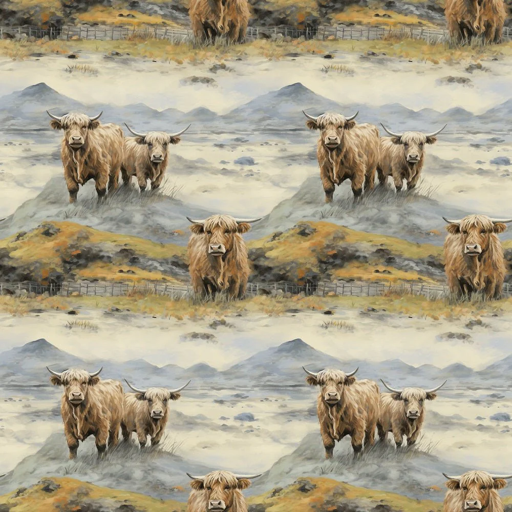 Scottish Highland Cows #12 Fabric