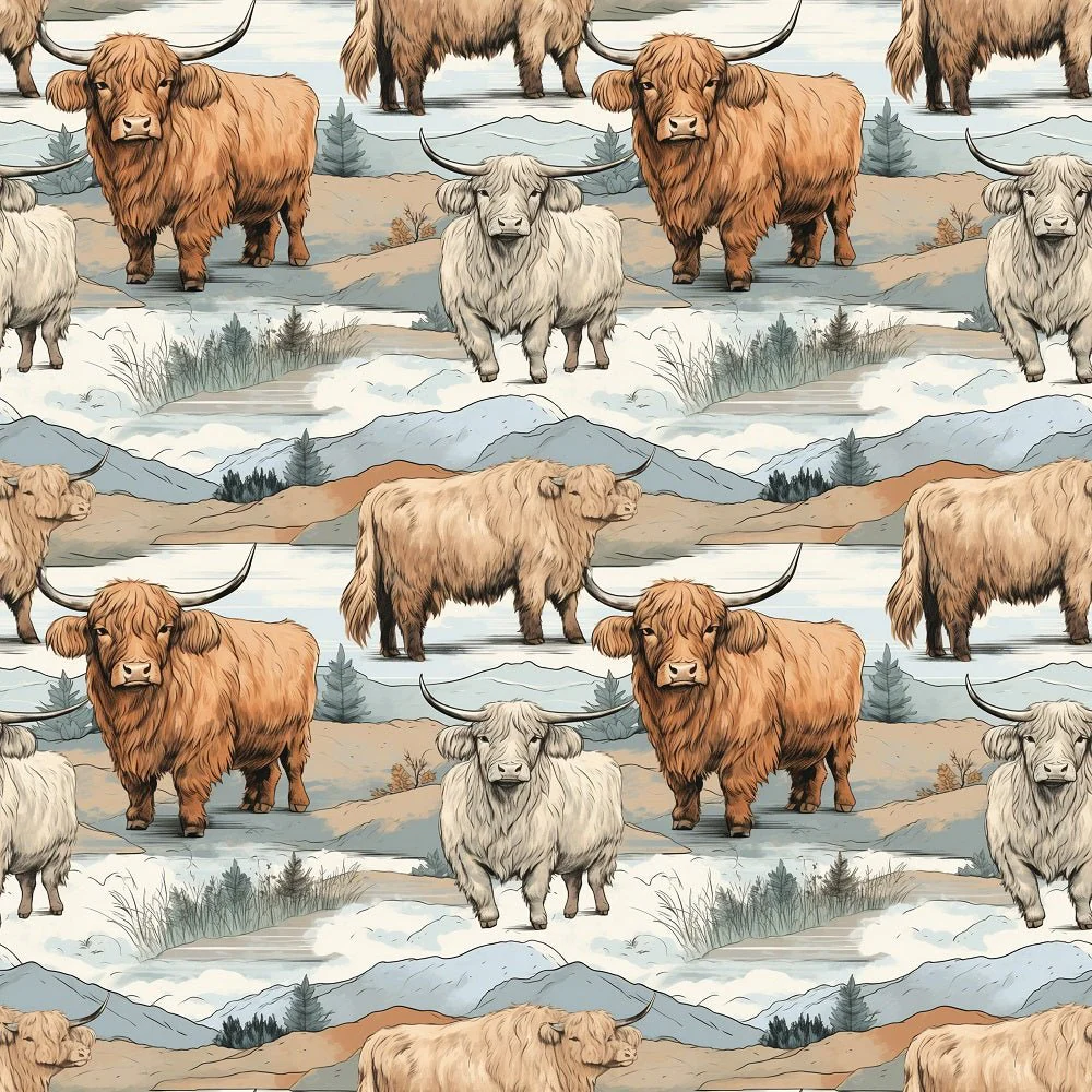 Scottish Highland Cows #14 Fabric