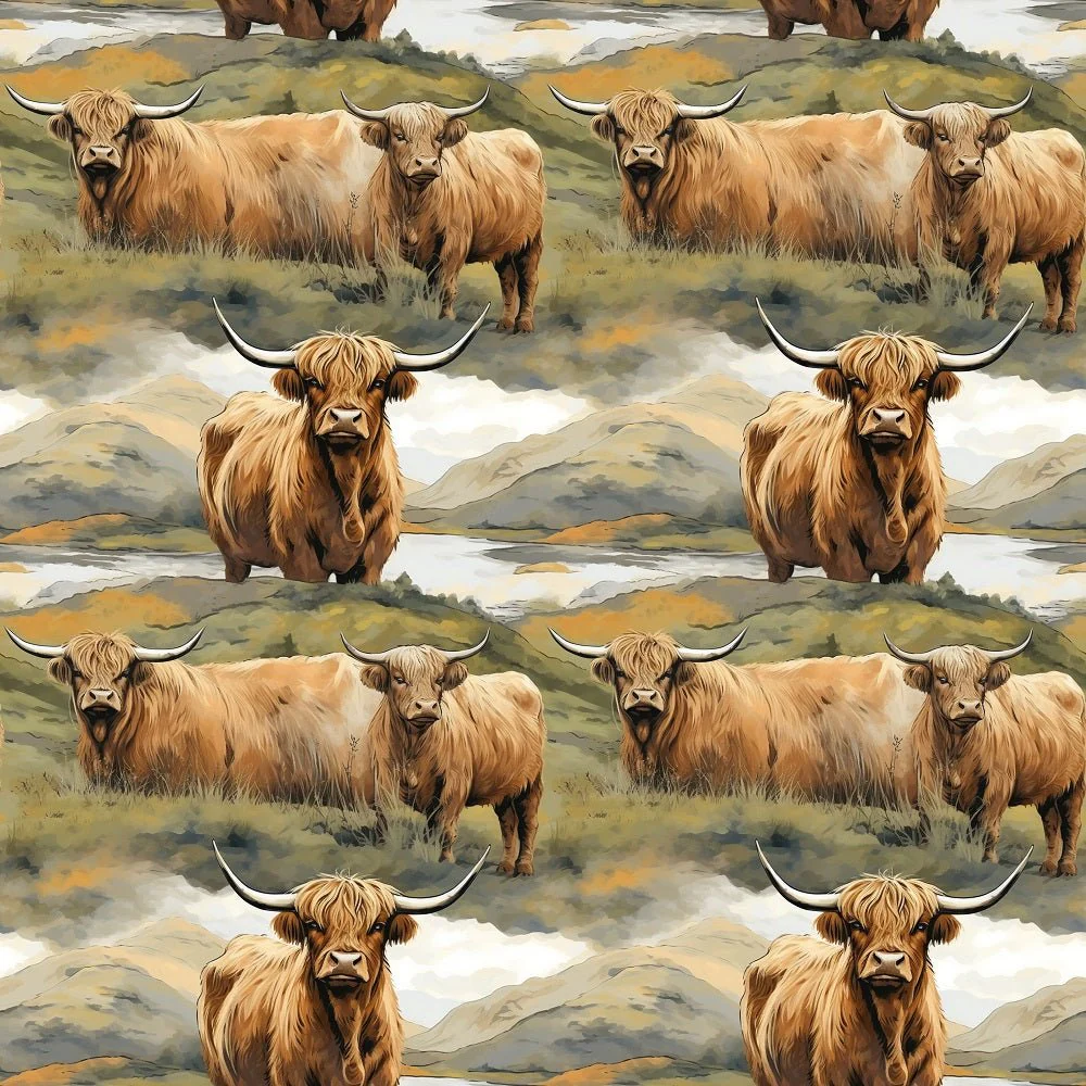 Scottish Highland Cows #15 Fabric