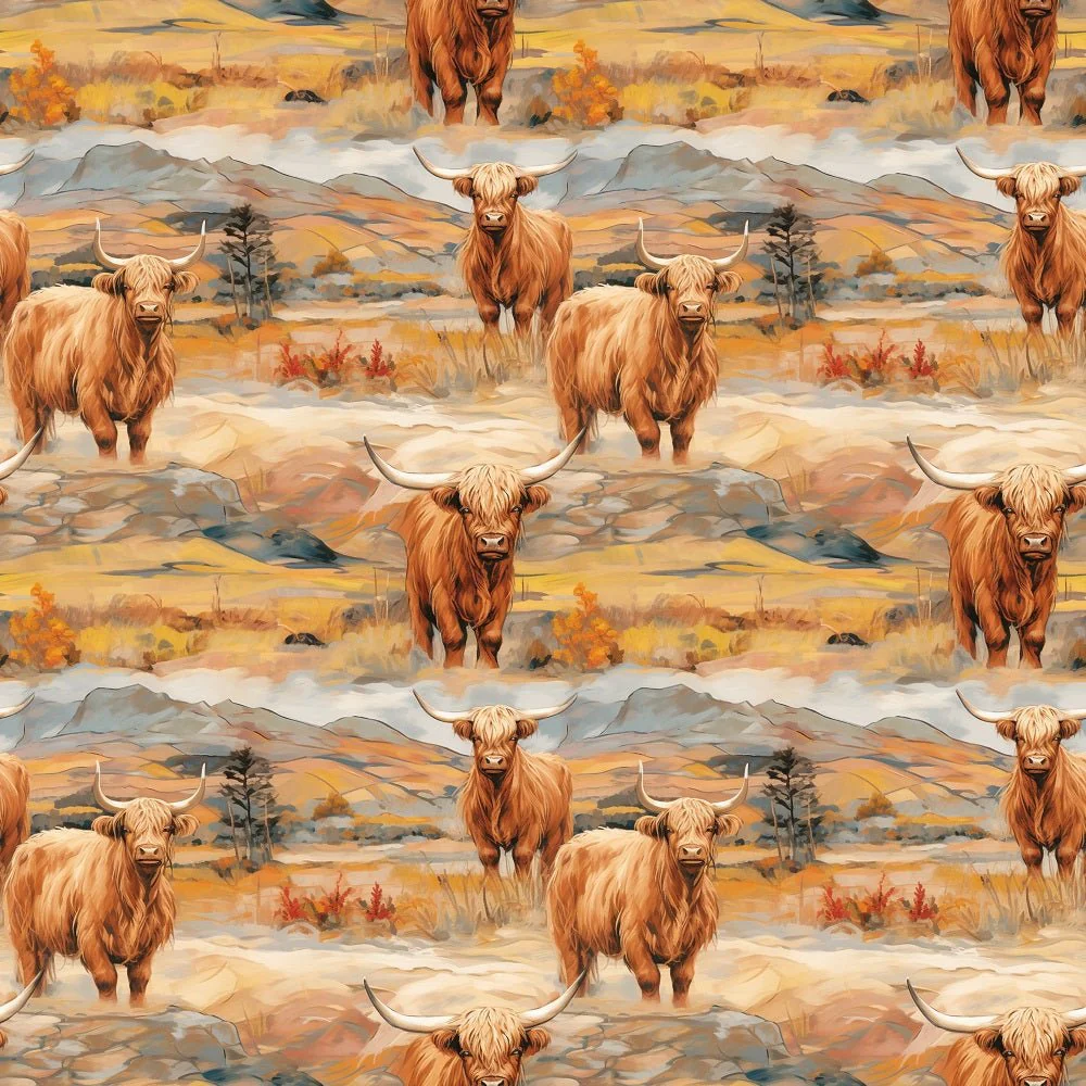 Scottish Highland Cows #16 Fabric