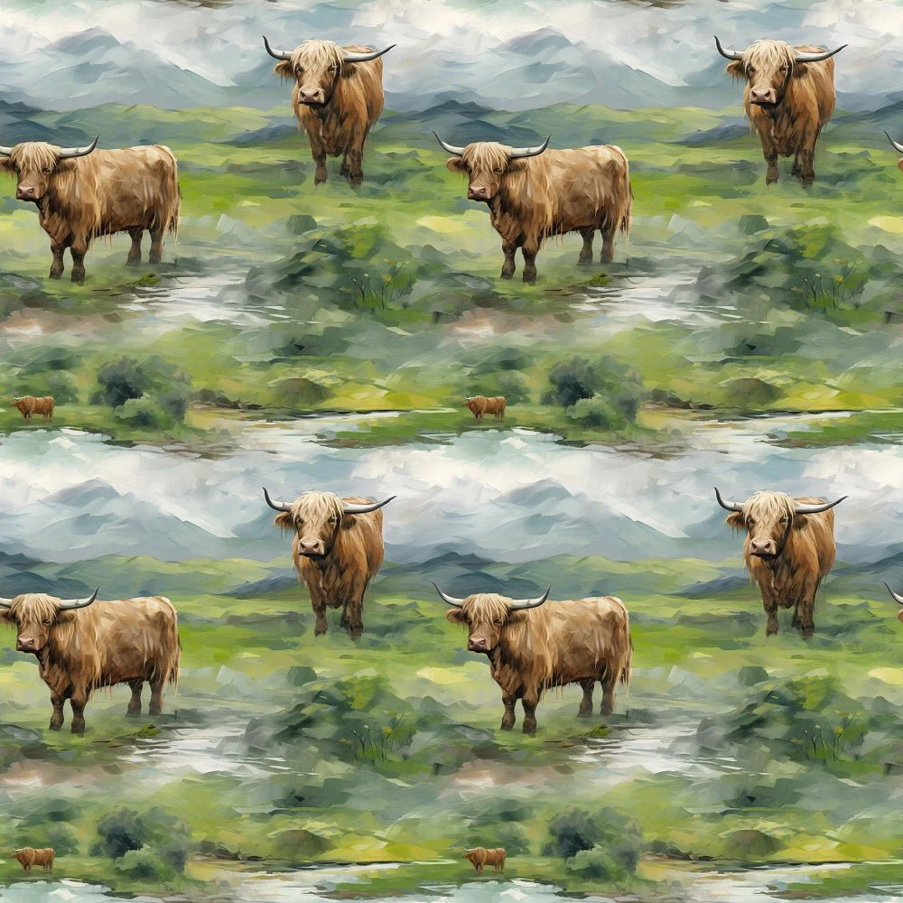 Scottish Highland Cows #2 Fabric