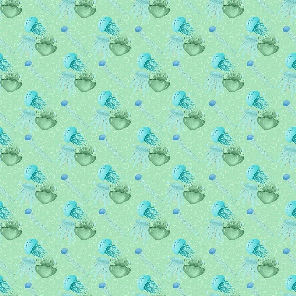 Sea Jellyfish Fabric - Green