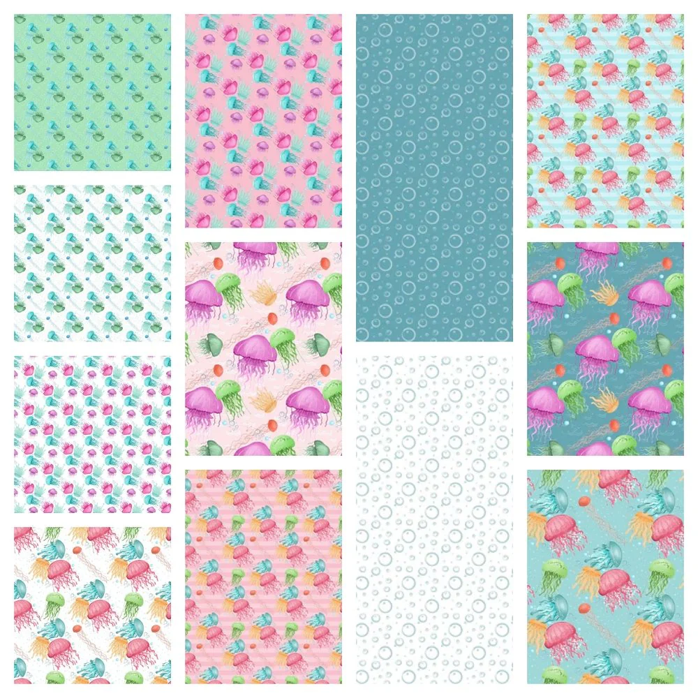 Sea Jellyfish Fat Quarter Bundle - 12 Pieces