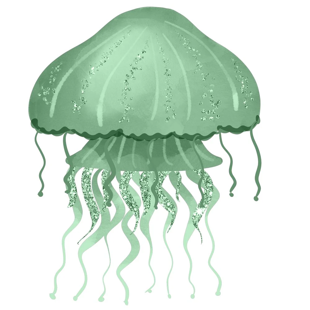Sea Jellyfish Moss Fabric Panel