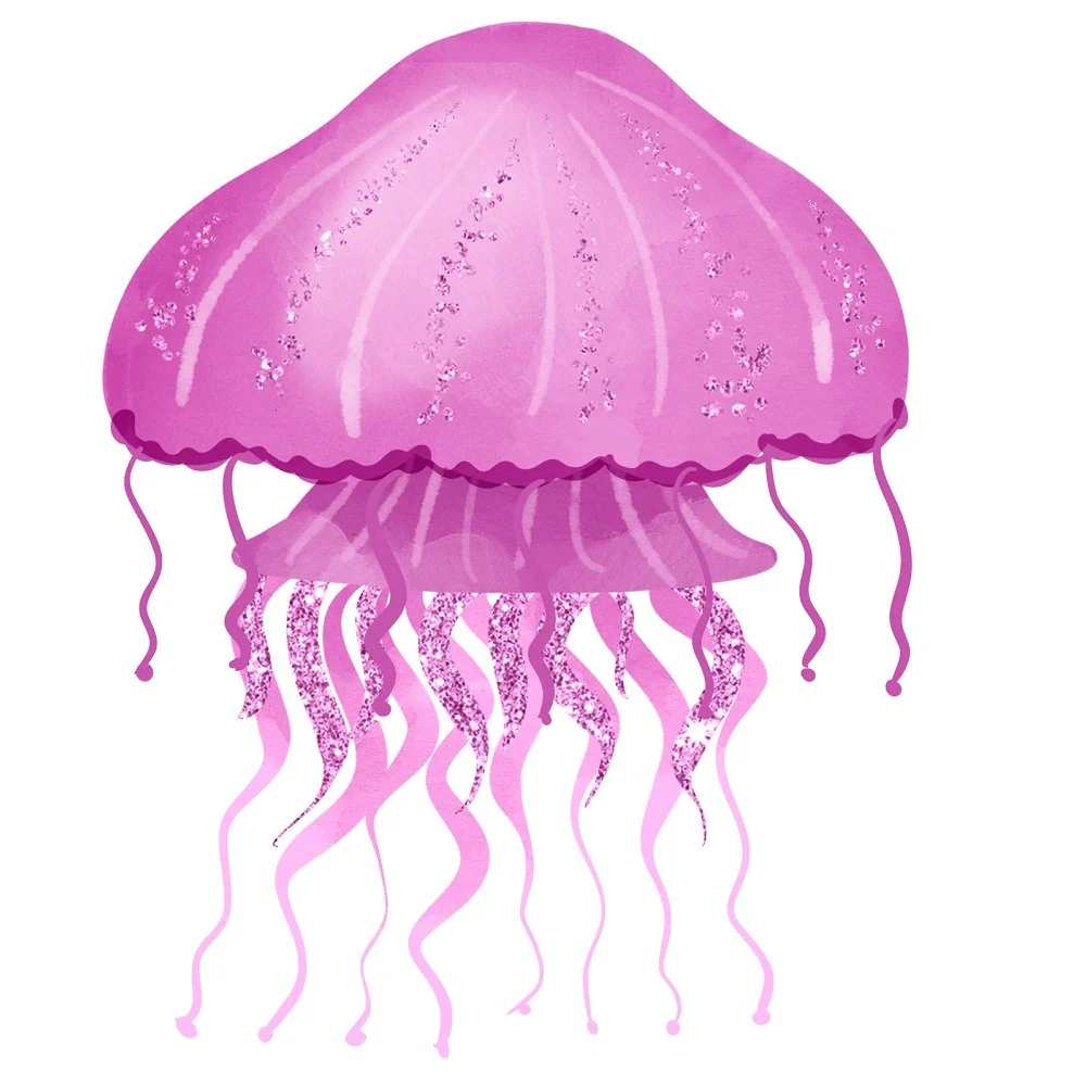 Sea Jellyfish Purple Fabric Panel