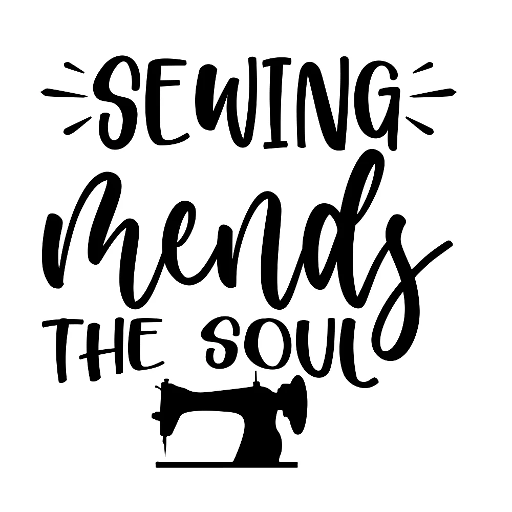 Sewing Mends The Soul Fabric Panel - Black/White
