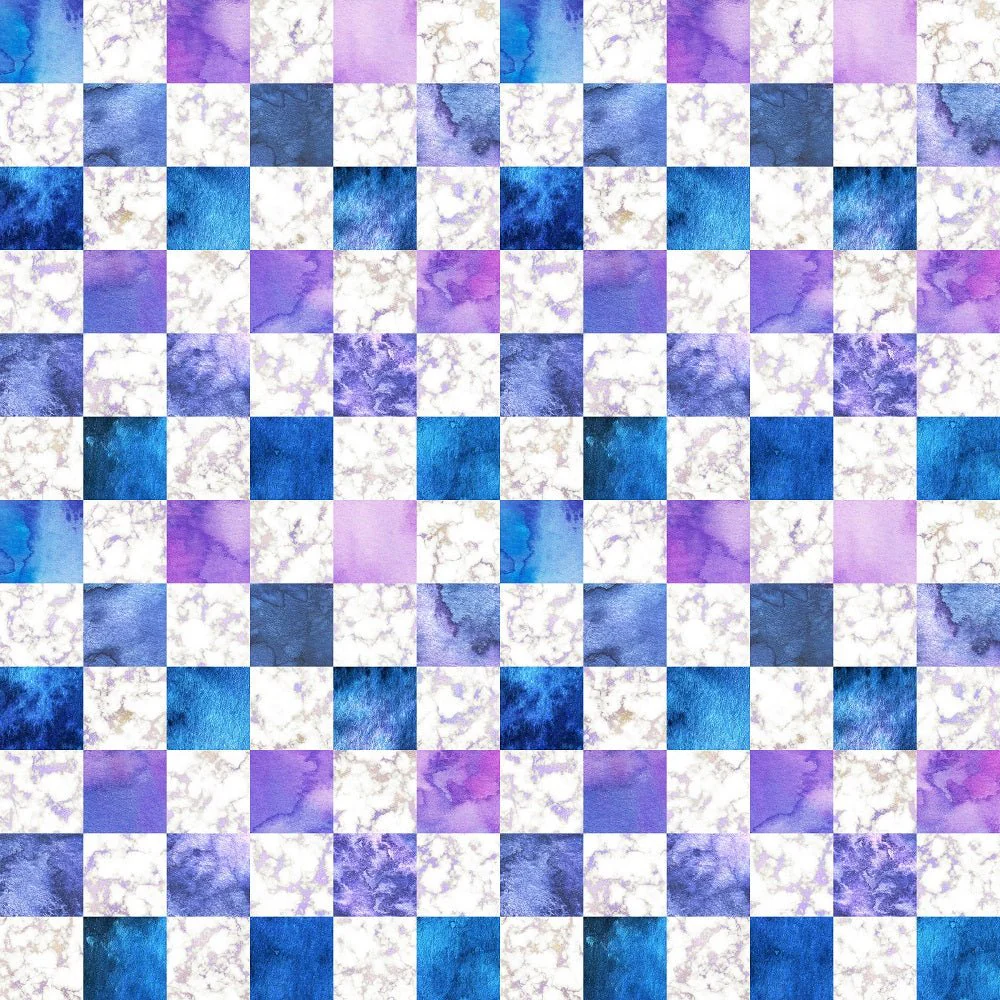 Shapes and Shades of Purple Squares Fabric