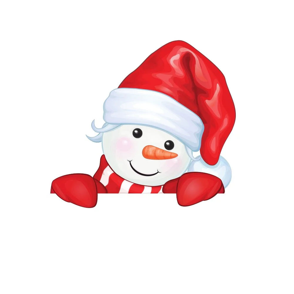Shy Sweet Snowman Fabric Panel