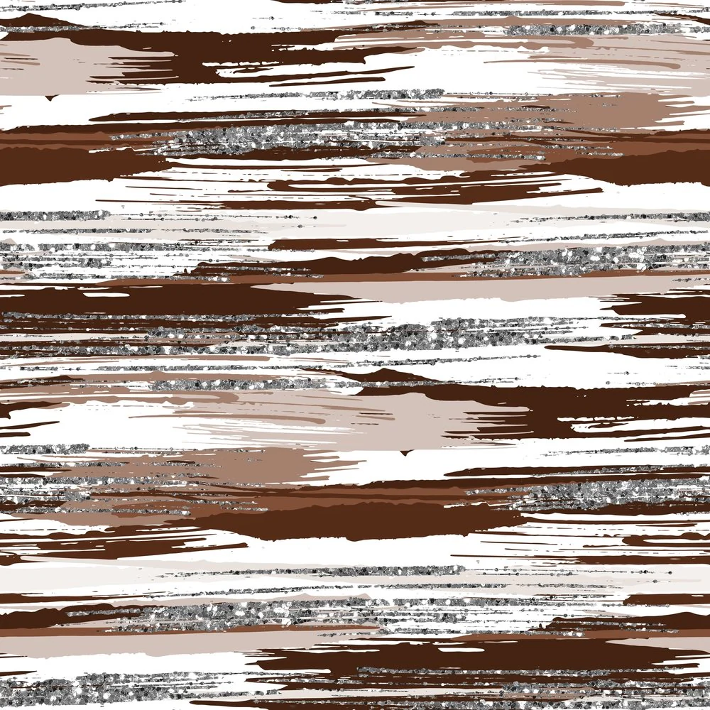 Silver Glitter and Brush Stroke Fabric - Peruvian Soil